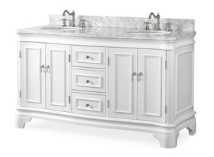 60 Inch Benton Collection Double Sink Sesto White Bathroom Vanity - Tennant Brand