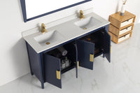 60 Inch Larvotto Navy Blue Contemporary Double Sink Bathroom Vanity - Tennant Brand