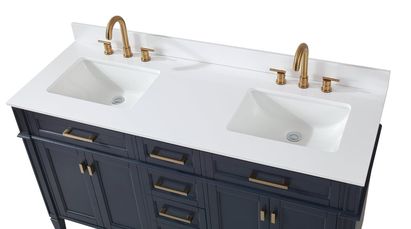 60 Inch Tennant Brand Durand Modern Navy Blue Double Sink Bathroom Vanity - Tennant Brand
