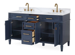 60 Inch Tennant Brand Durand Modern Navy Blue Double Sink Bathroom Vanity Tennant Brand Bathroom Vanities