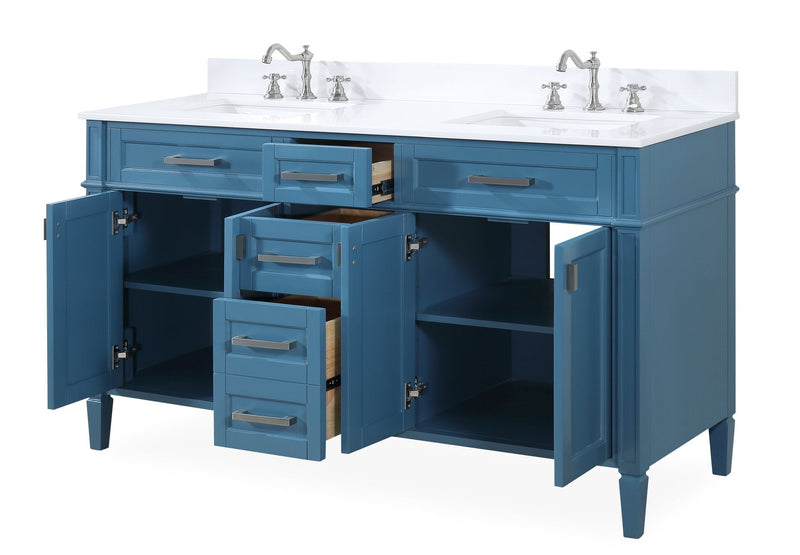 60 Inch Tennant Brand Durand Modern Teal Blue Double Sink Bathroom Vanity Tennant Brand Bathroom Vanities