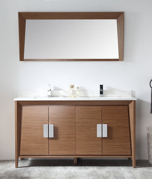 60 Inch Tennant Brand Larvotto Double Sink Vanity in Light Wheat Finish - Tennant Brand