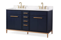 60 Inch Tennant Brand Modern Style Navy Blue Beatrice Double Sink Bathroom Vanity - Tennant Brand
