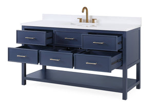 60 Inch Tennant Brand Navy Blue Color Felton Bathroom Sink Vanity