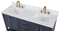 60 Inch Tennant Brand Navy Blue Color Felton Finish Double Sink Bathroom Vanity
